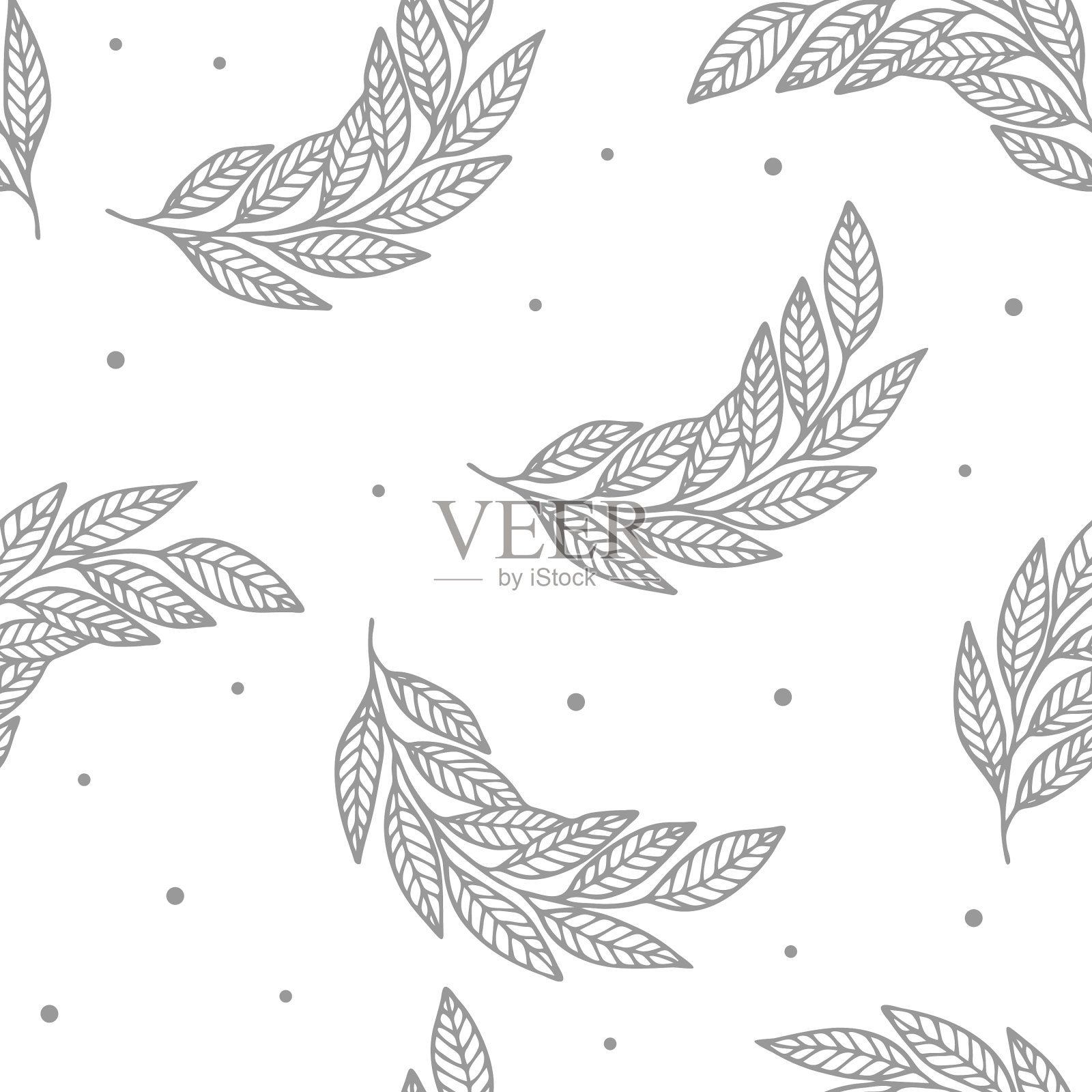 抽象无缝模式与热带叶插画图片素材