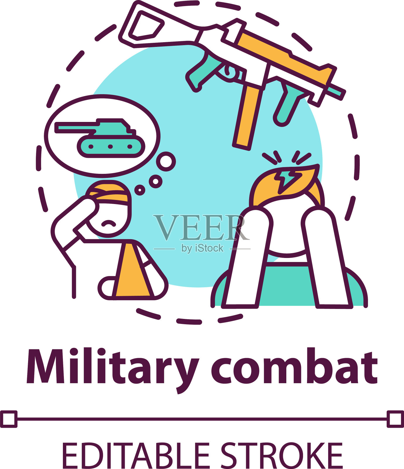 军事作战概念图标插画图片素材