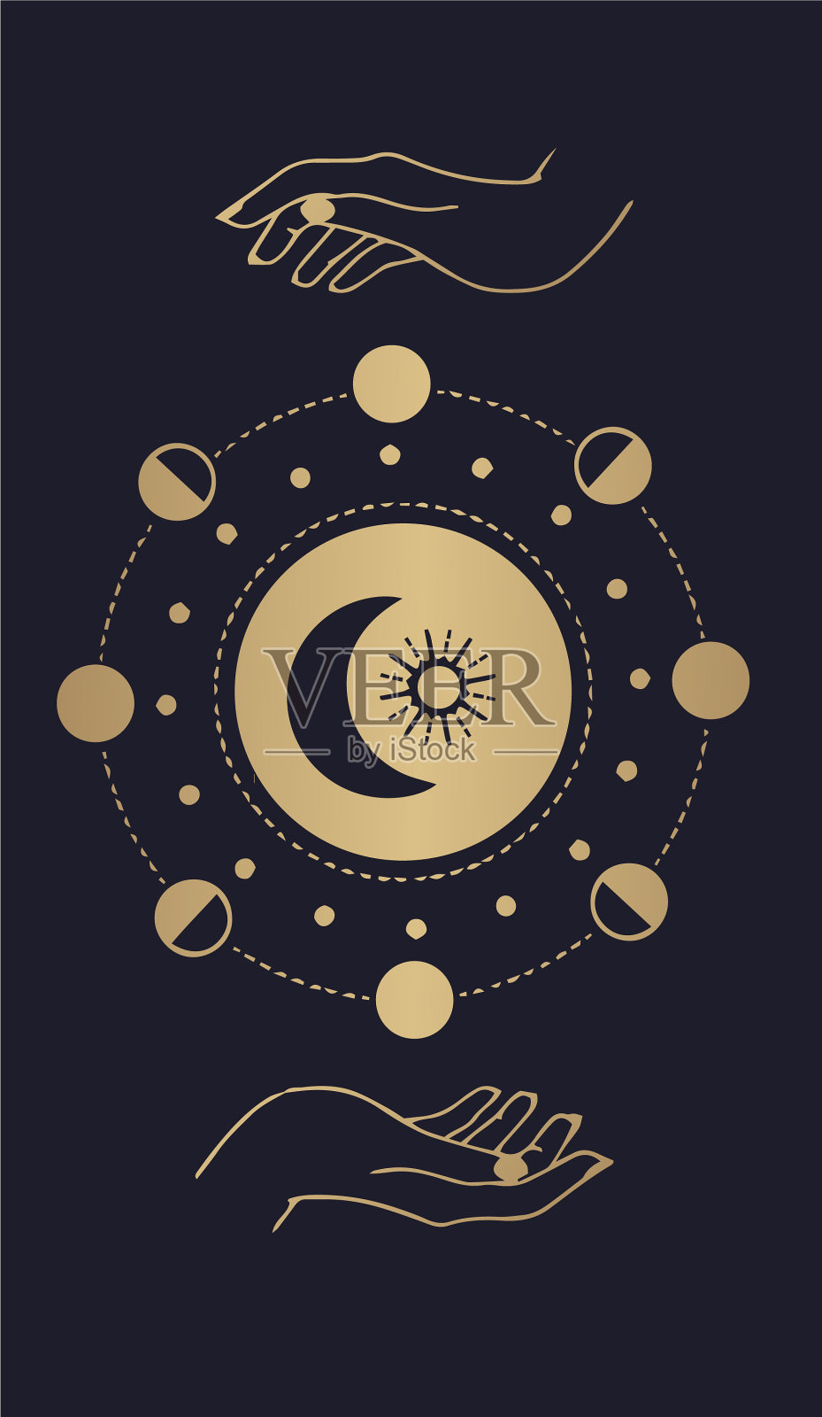 一个魔法球，手里有光线插画图片素材