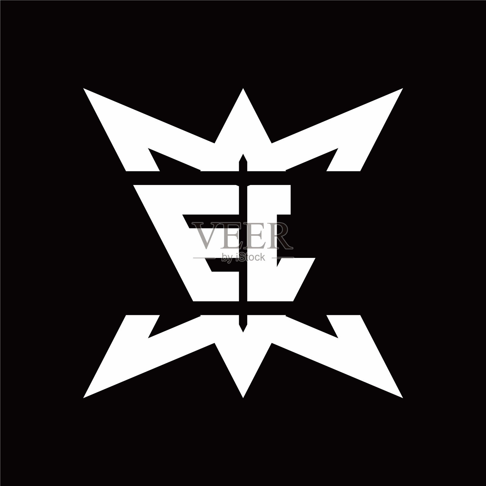 El标志首字母与皇冠上下侧设计插画图片素材
