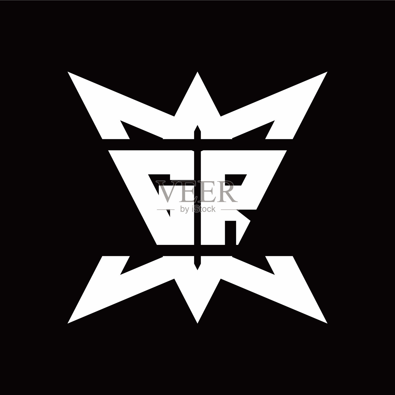 Gr标志首字母与皇冠上下侧设计插画图片素材