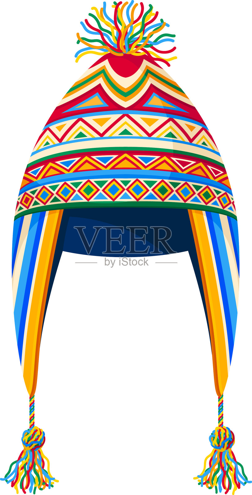 装饰鲜艳的秘鲁帽子插画图片素材