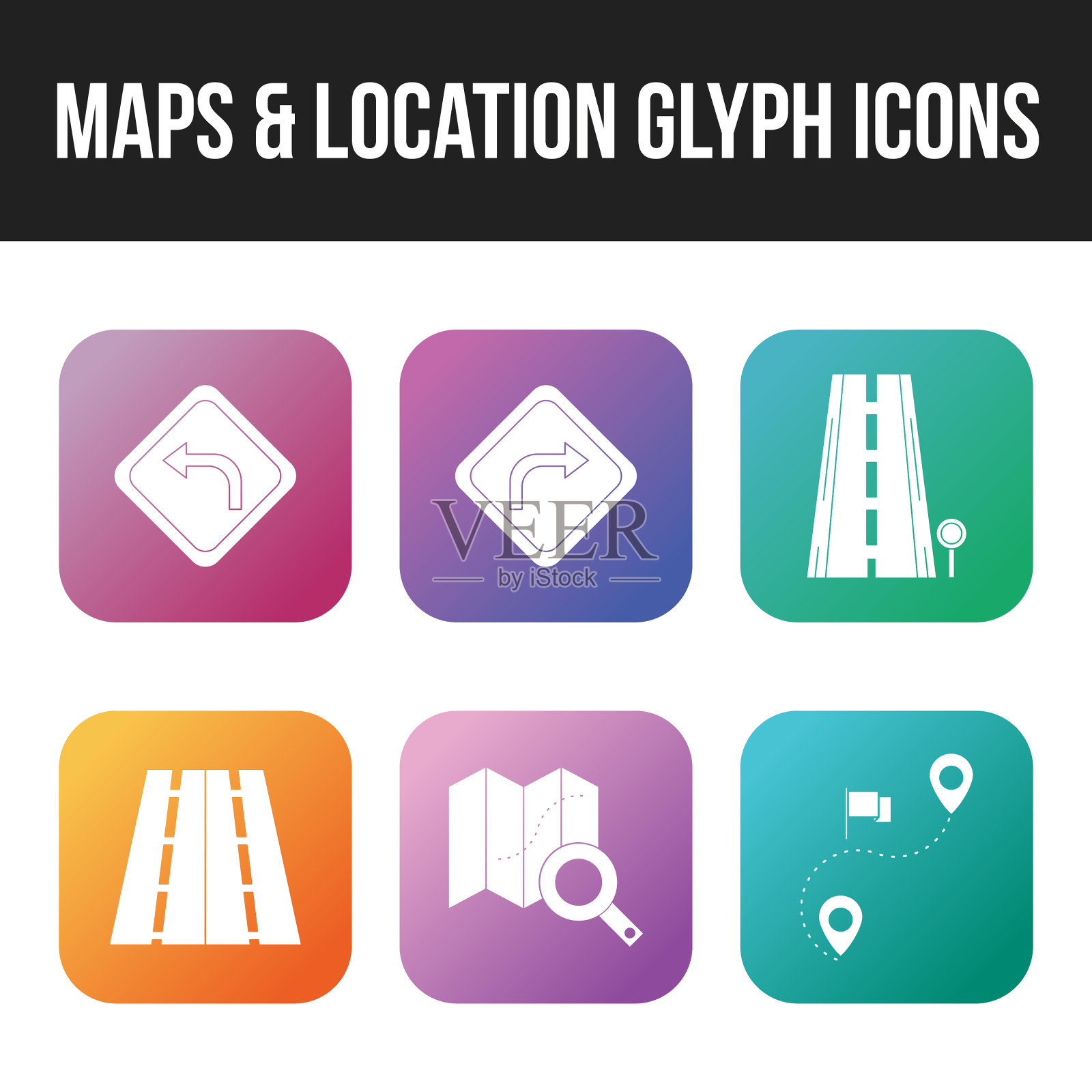 美丽的地图位置独特的字形图标集图标素材