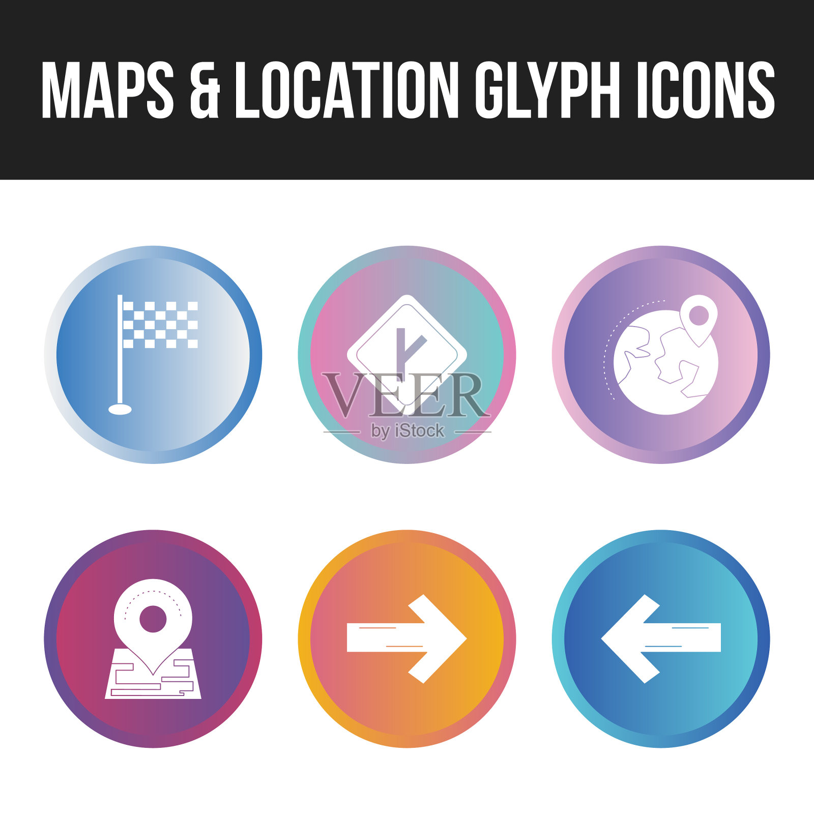 设置美丽的地图位置符号图标图标素材