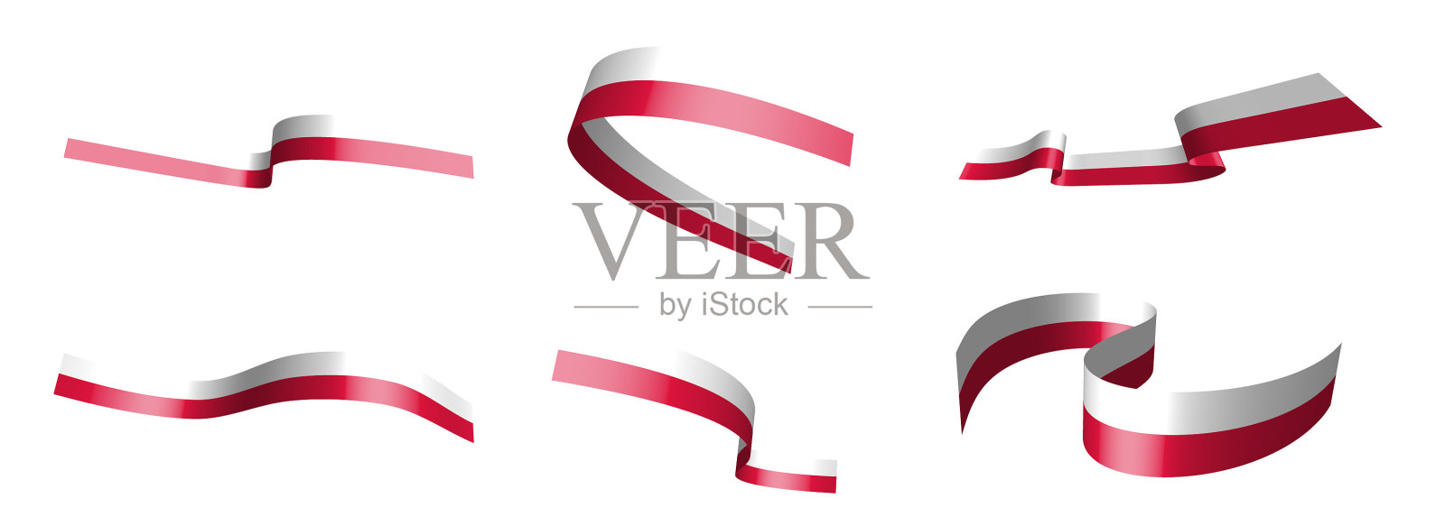 设立节日丝带，波兰国旗迎风飘扬插画图片素材