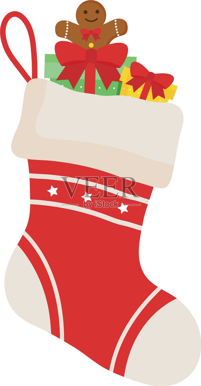 圣诞快乐靴子和姜饼设计元素图片