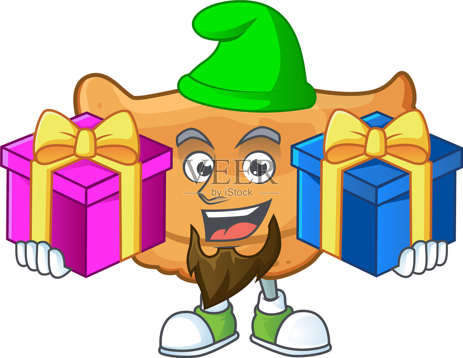 笑眯眯的瞪羚有圣诞礼物设计元素图片