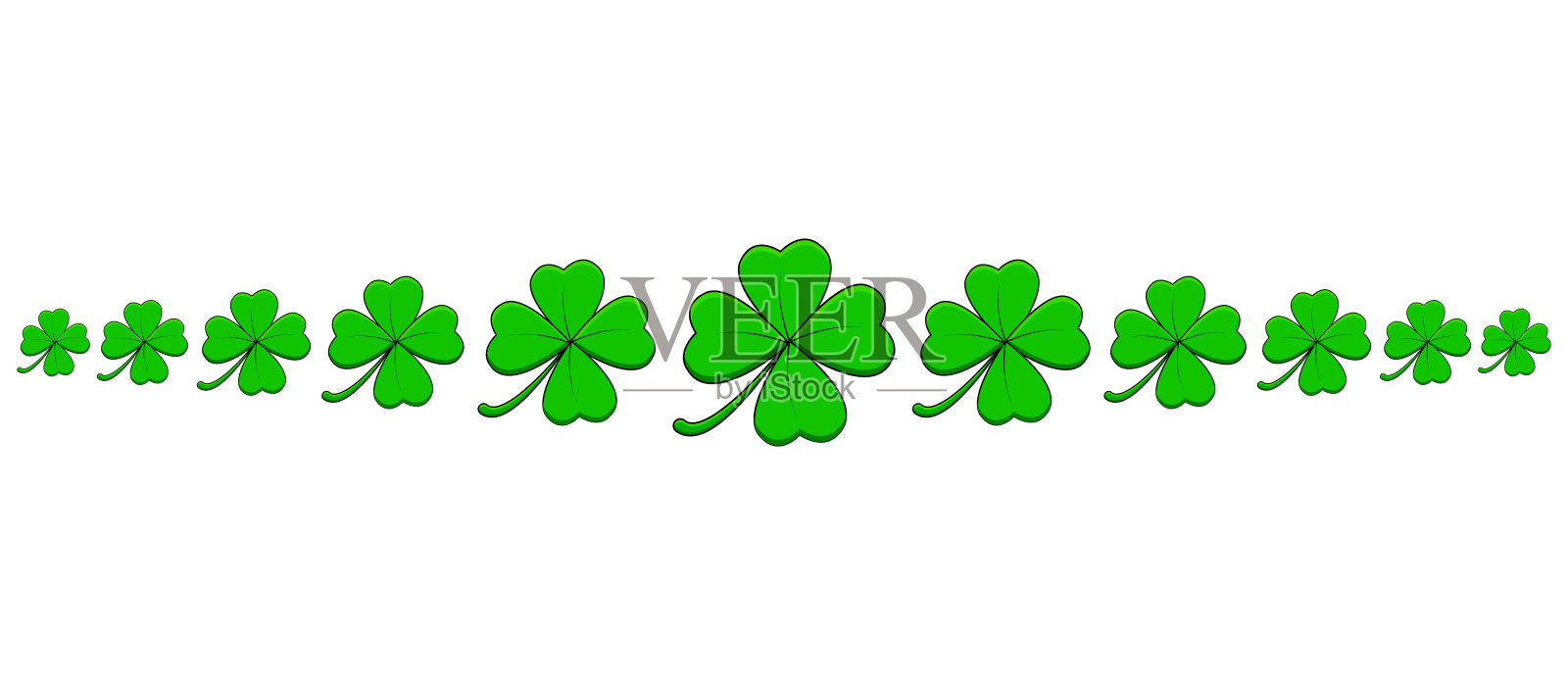 苜蓿、三叶草分配器。矢量边界设计。圣帕特里克节的节日模式。插画图片素材
