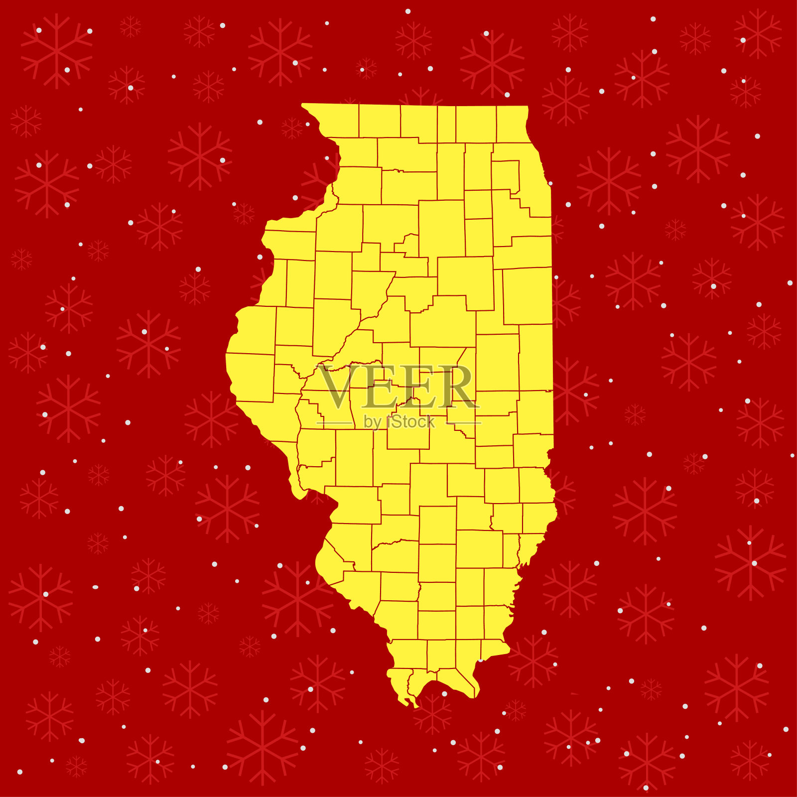 伊利诺斯州地图插画图片素材