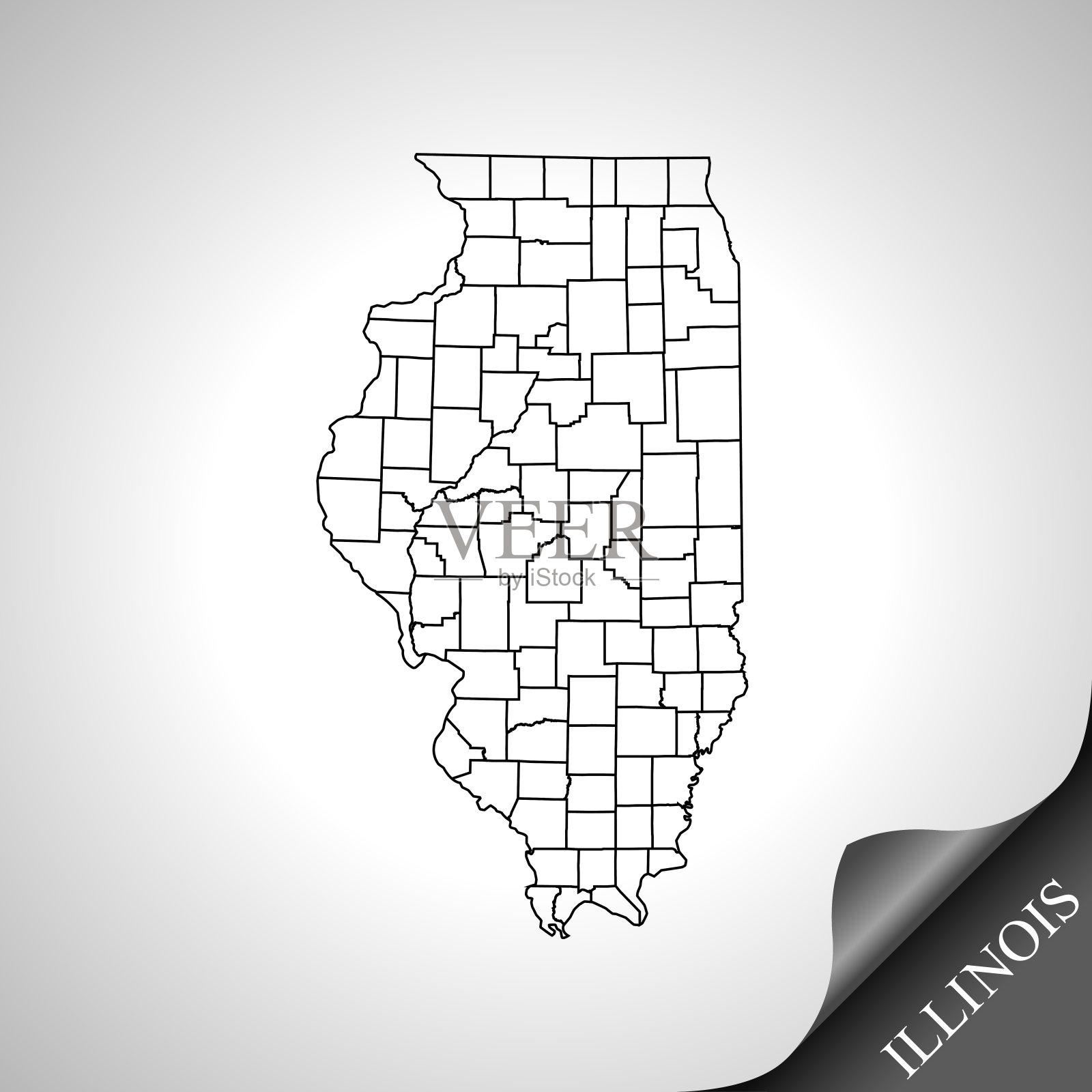 伊利诺斯州地图插画图片素材