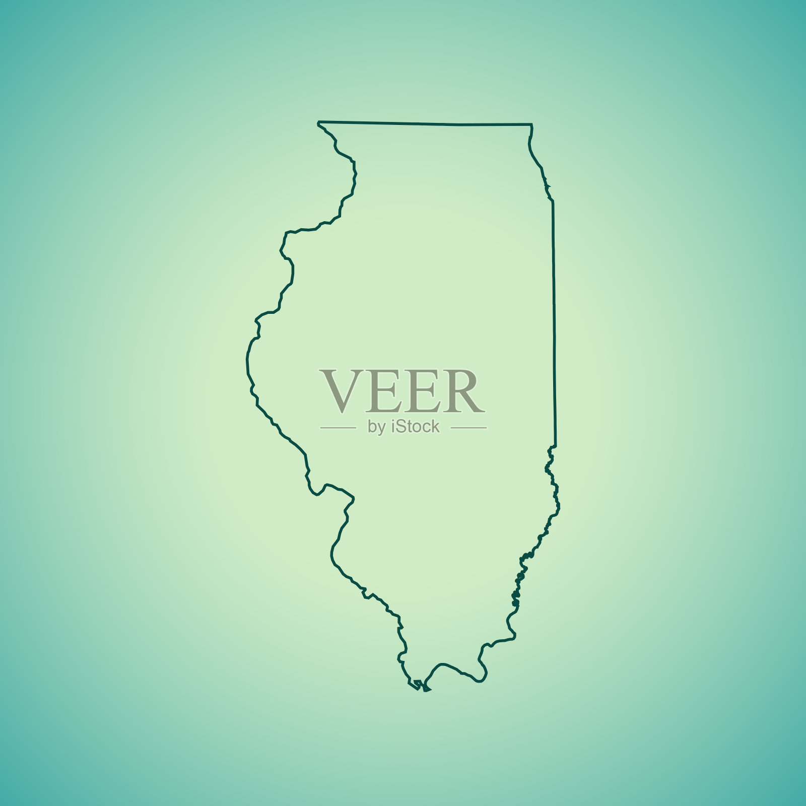 伊利诺斯州地图插画图片素材