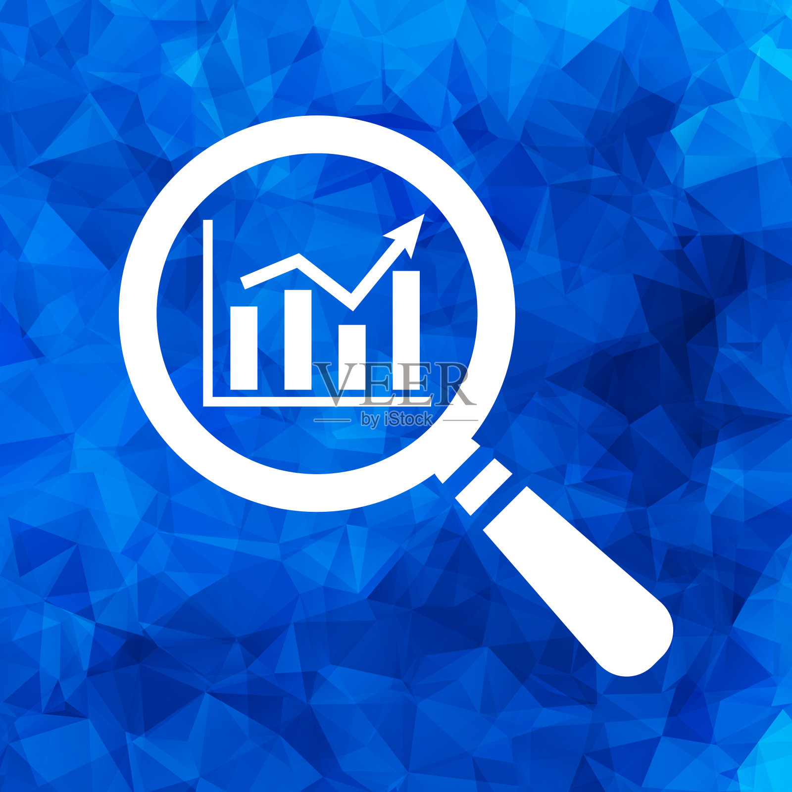 搜索图向上图标平坦的蓝色三角形多边形b插画图片素材