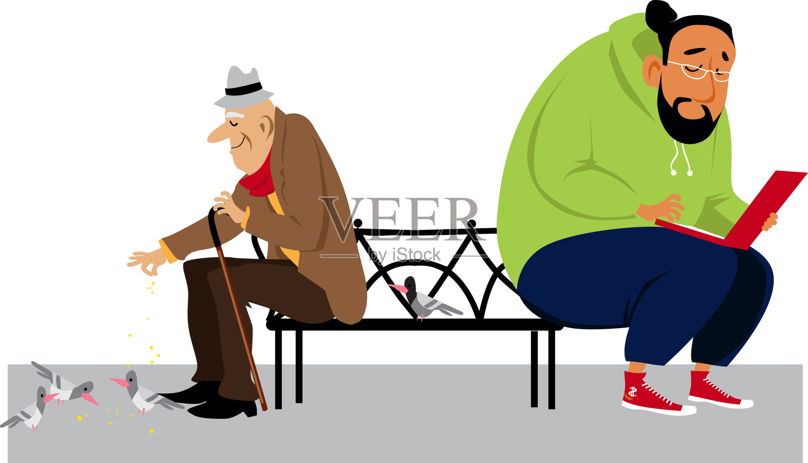 周末在公园插画图片素材