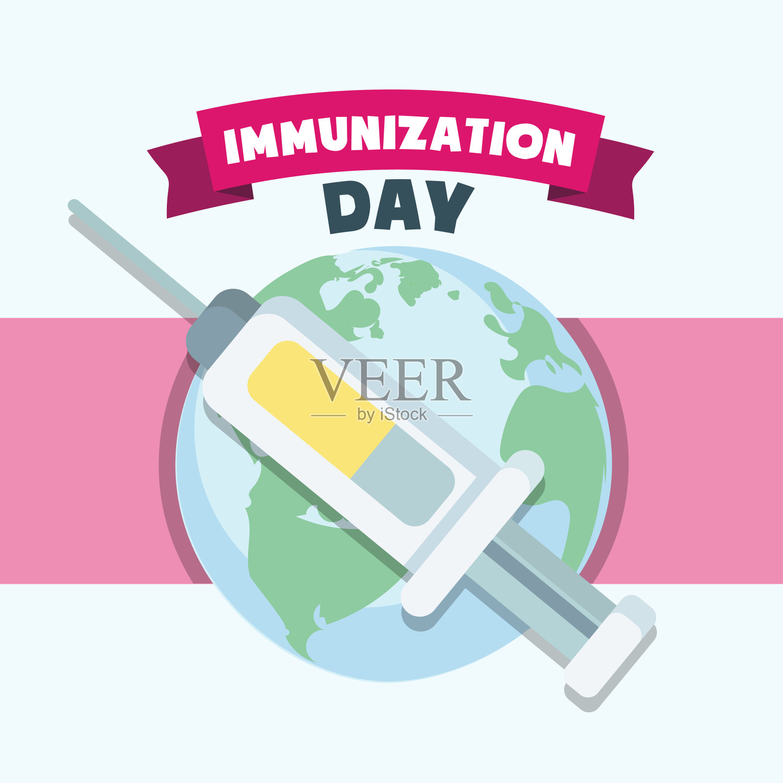 免疫日海报，世界疫苗接种插图病媒插画图片素材