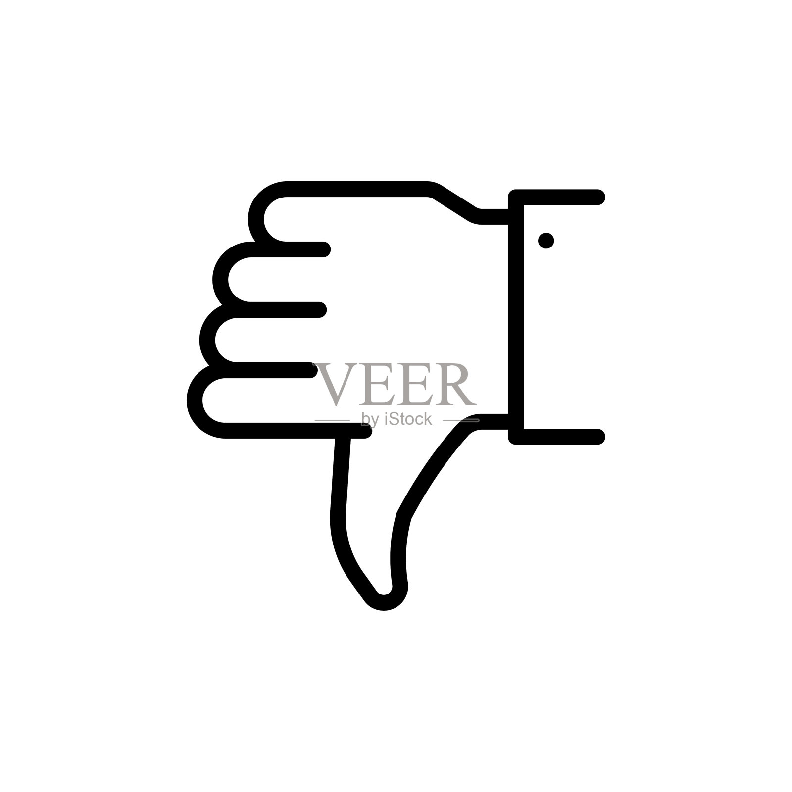 不喜欢手势细线图标，手势概念，拇指向下的手指手势在白色背景，不像手势图标在轮廓风格的移动概念和网页设计。矢量图形。股票插图图标素材