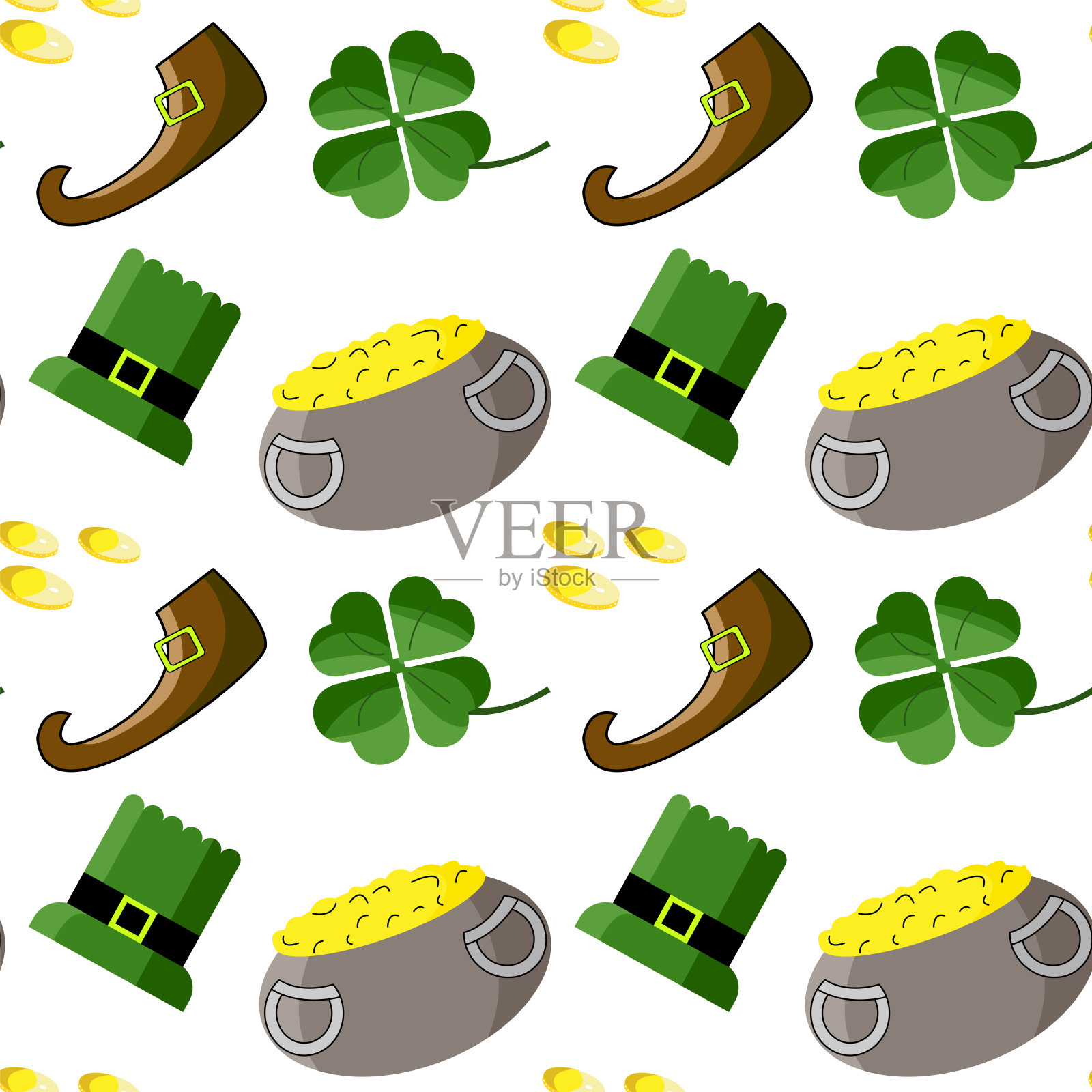 圣帕特里克节快乐。有趣的度假模式。插画图片素材