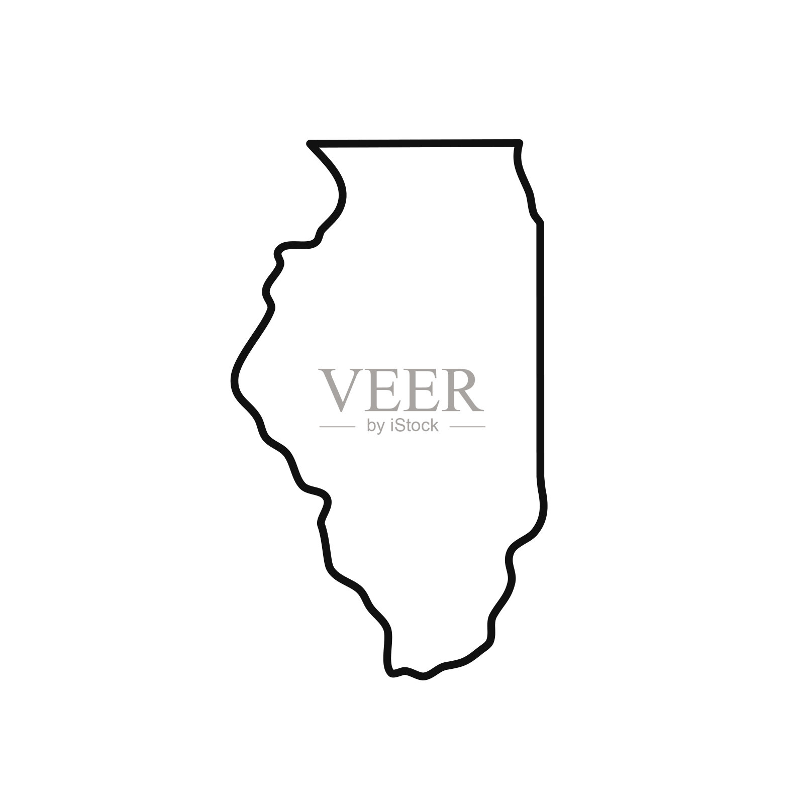 伊利诺斯州。地图黑色轮廓州美国。矢量插图。插画图片素材