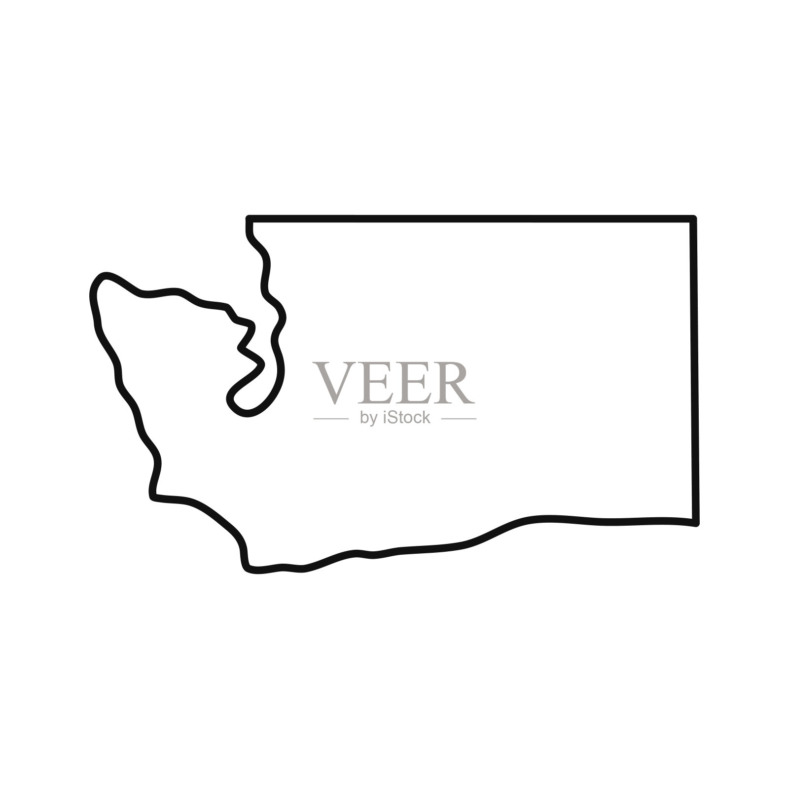 华盛顿。地图黑色轮廓州美国。矢量插图。插画图片素材