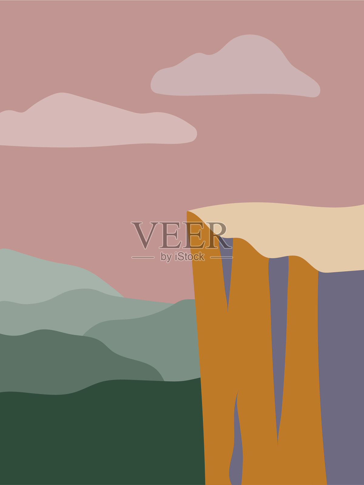 极简抽象的景观插画图片素材