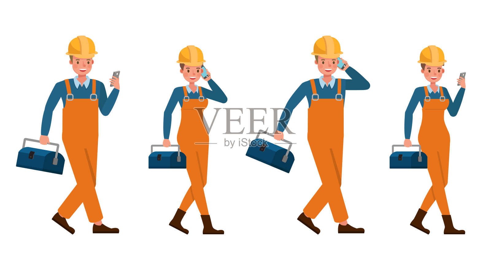 构建人工作的性格矢量设计。表现在各种带有情感的动作中。插画图片素材