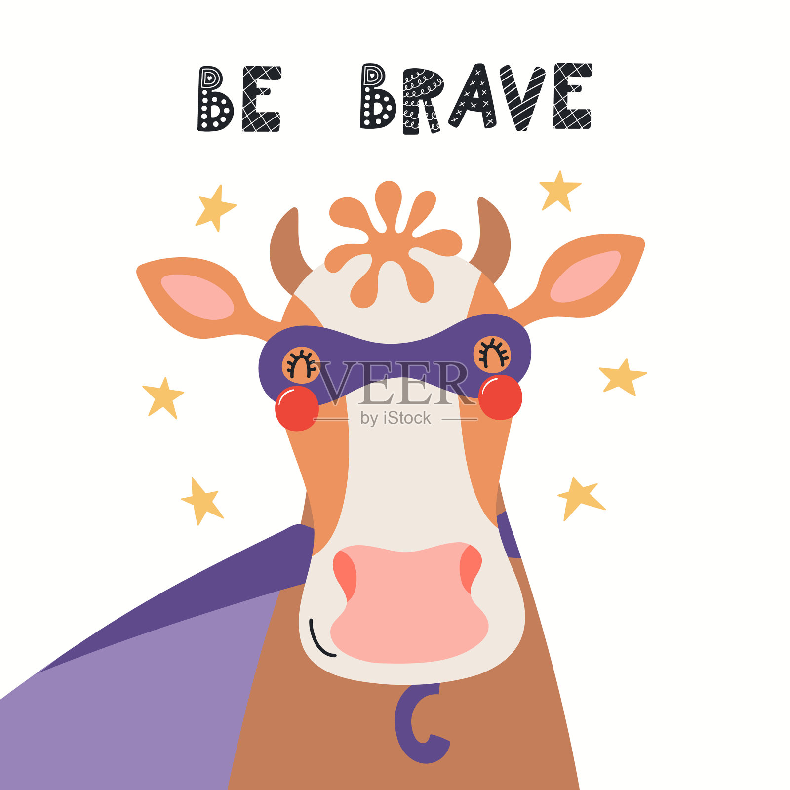 可爱的奶牛的超级英雄插画图片素材