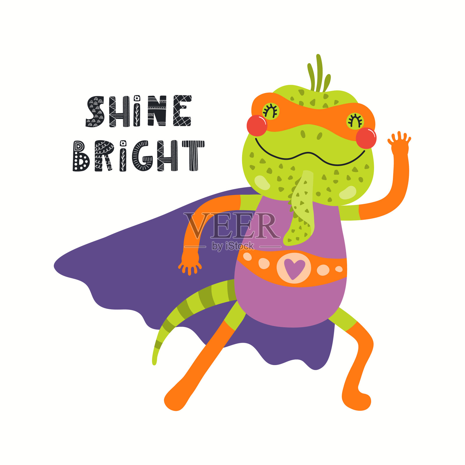 可爱的鬣蜥的超级英雄插画图片素材