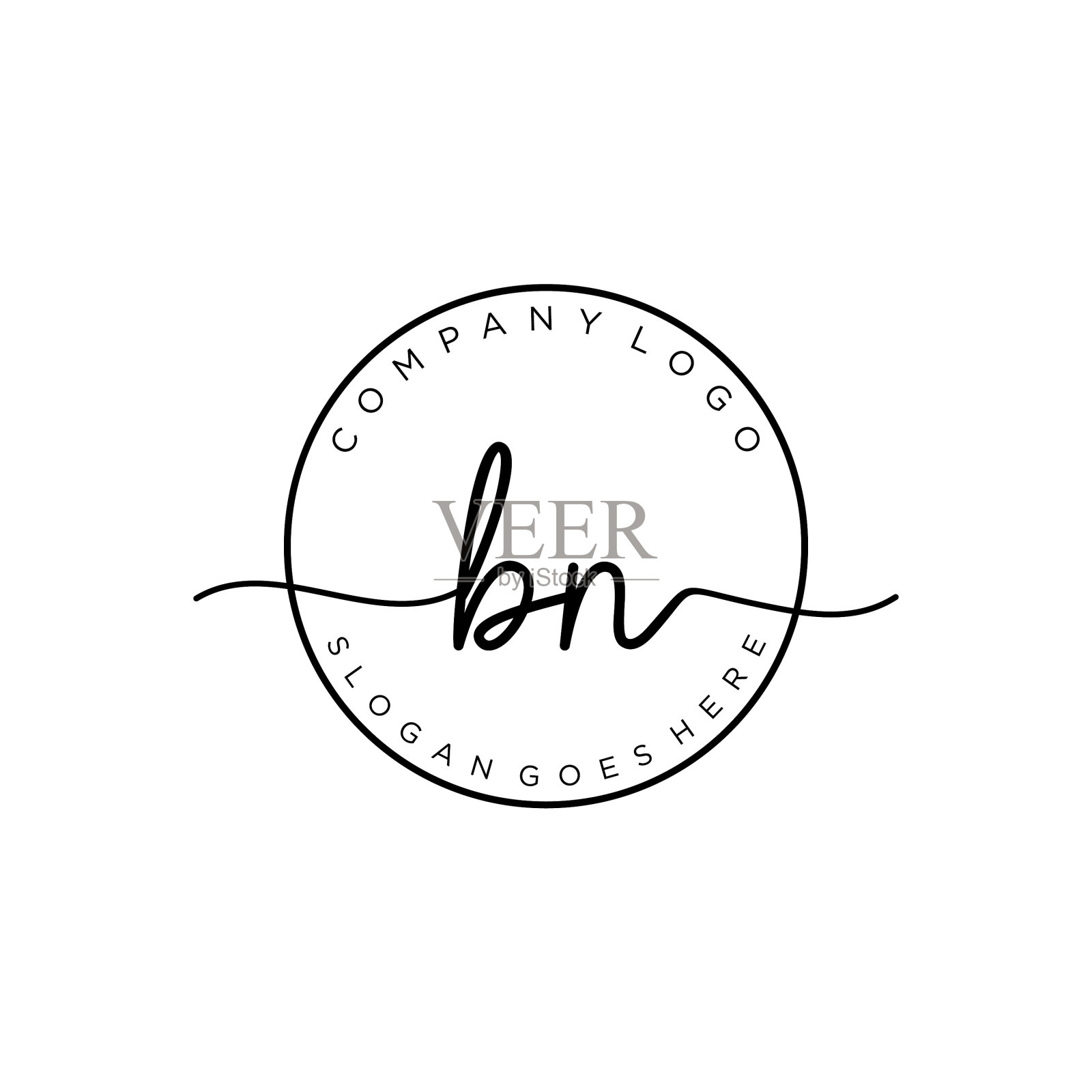 初始bn手写标志与圆模板设计元素图片