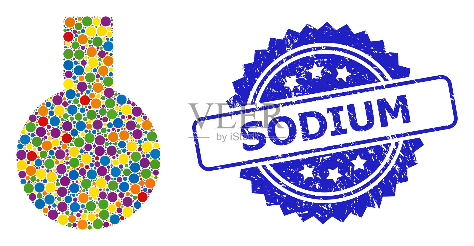 垃圾钠邮票和彩色拼贴玻璃插画图片素材