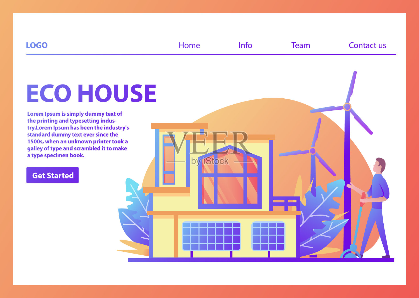 登陆页面模板绿色能源生态友好插画图片素材