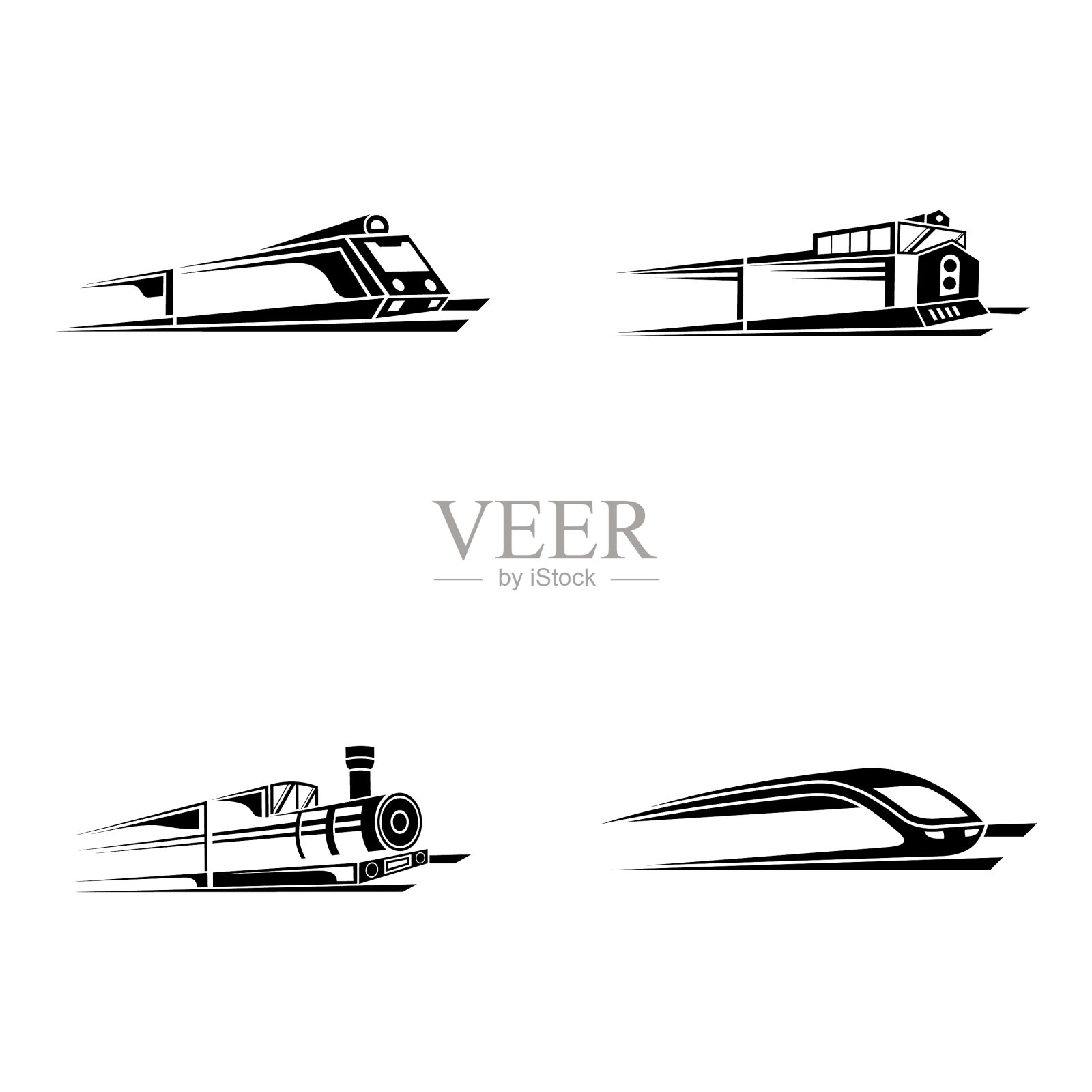 火车标志设置插画图片素材