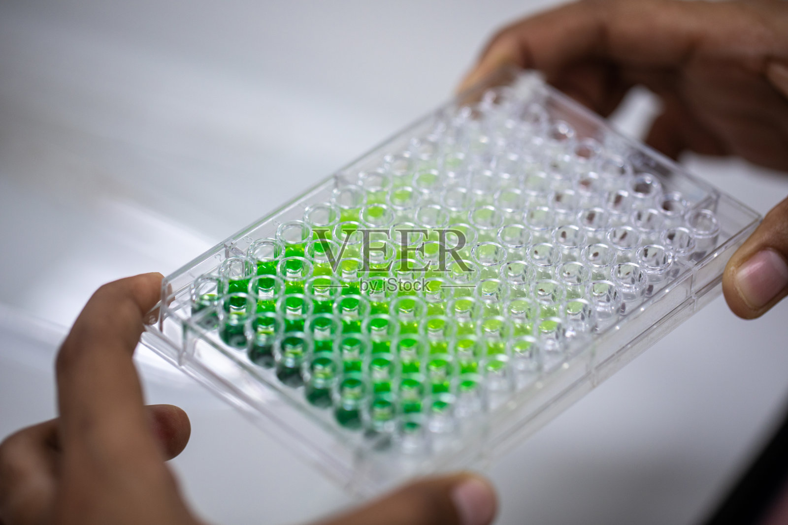 COVID-19冠状病毒疫苗的开发和创造背景。(Covid-19疫苗在实验室)照片摄影图片