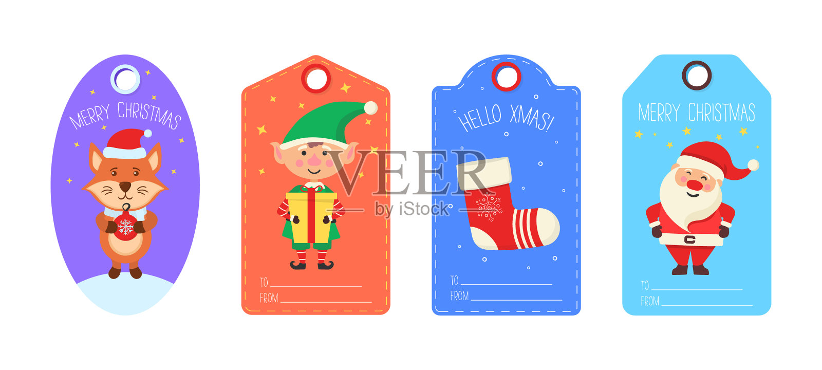 可爱的圣诞节标签插画图片素材