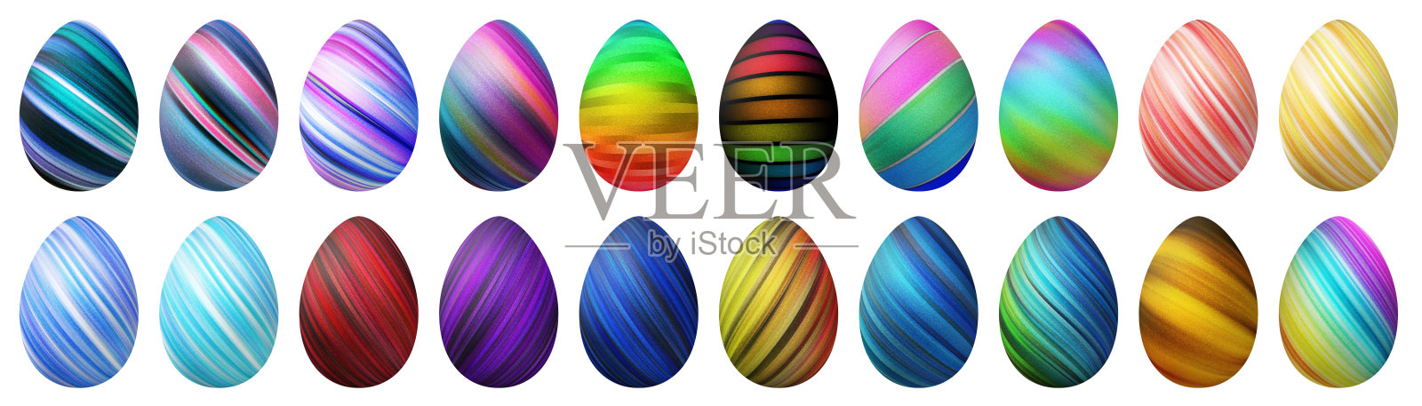 五彩复活节彩蛋套装，五彩彩蛋套装设计元素图片