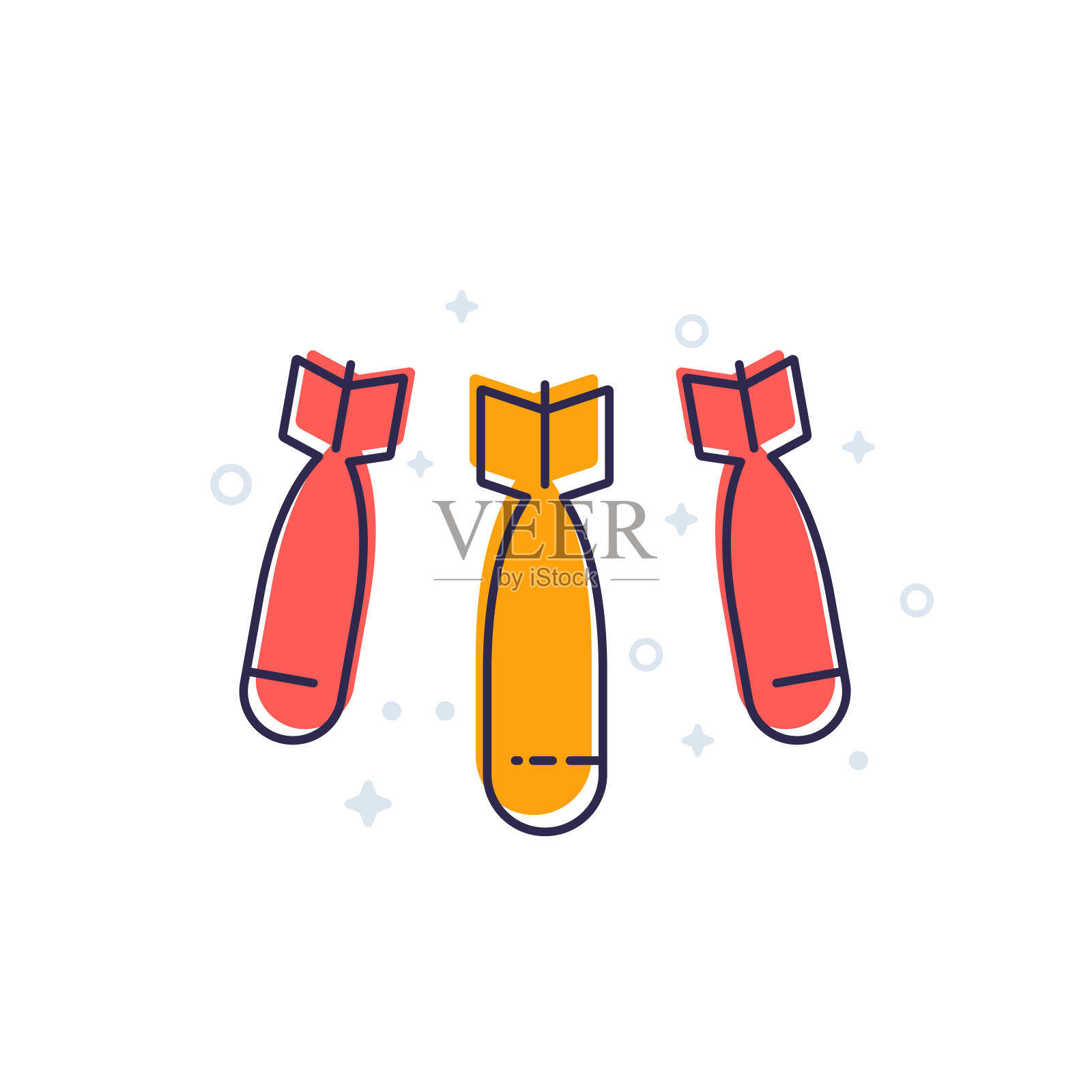 炸弹，轰炸矢量线图标插画图片素材