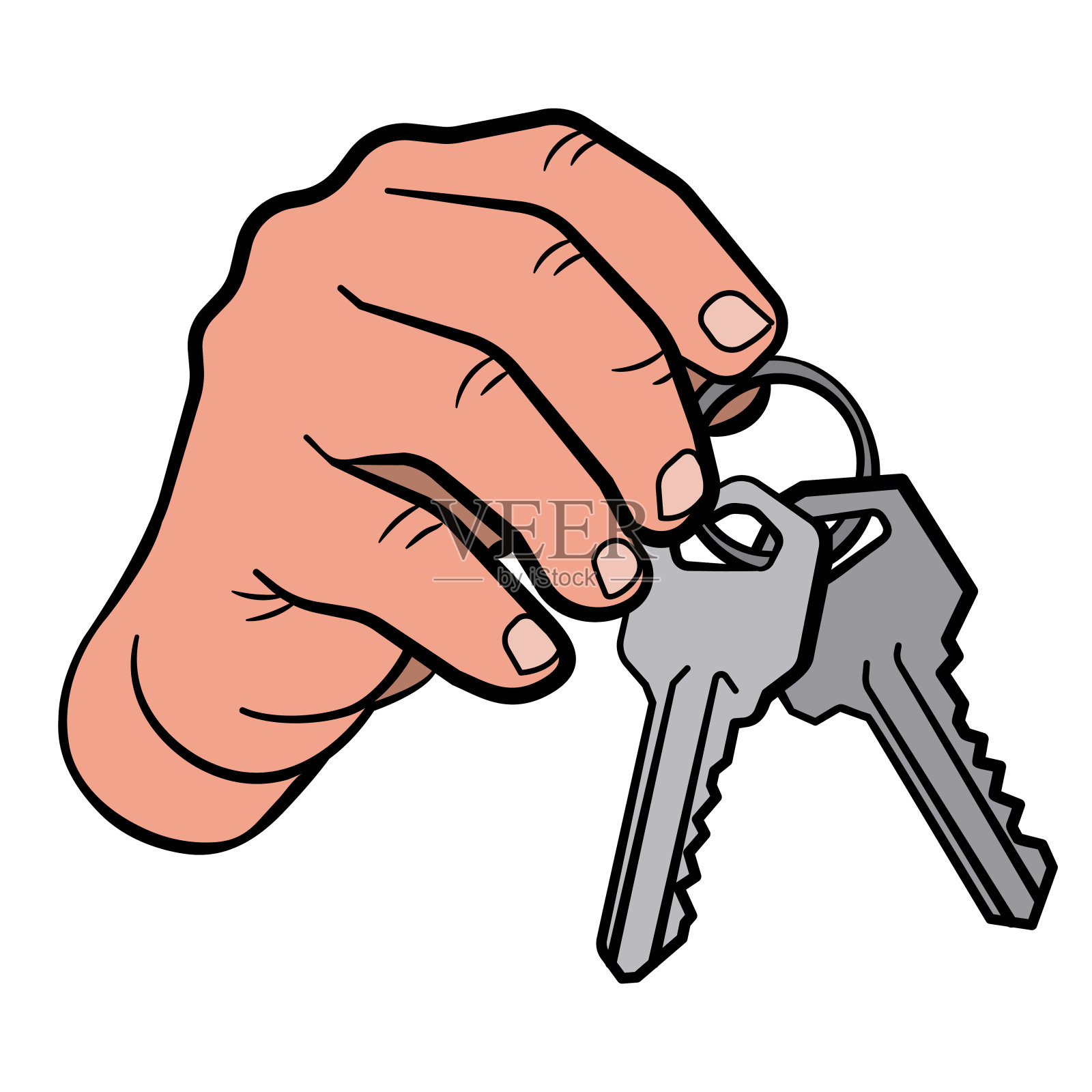 手握钥匙插画图片素材