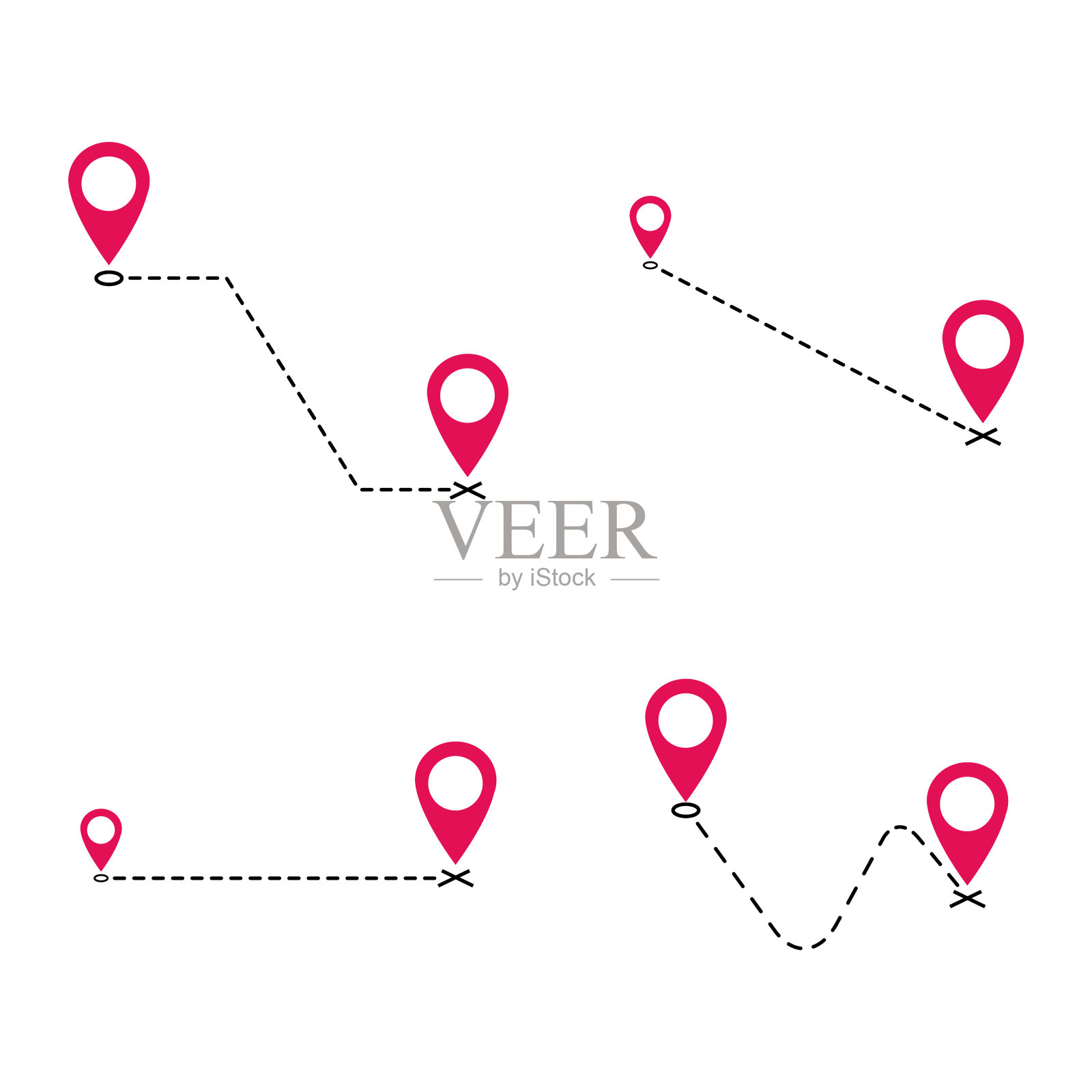 矢量图标集，符号weÂ´ve移动公告集合设计图像孤立在白色背景，虚线插画图片素材