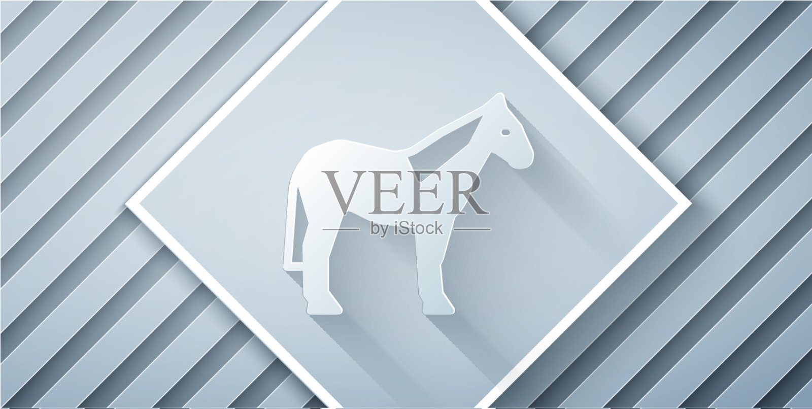 剪纸马图标孤立在灰色背景插画图片素材