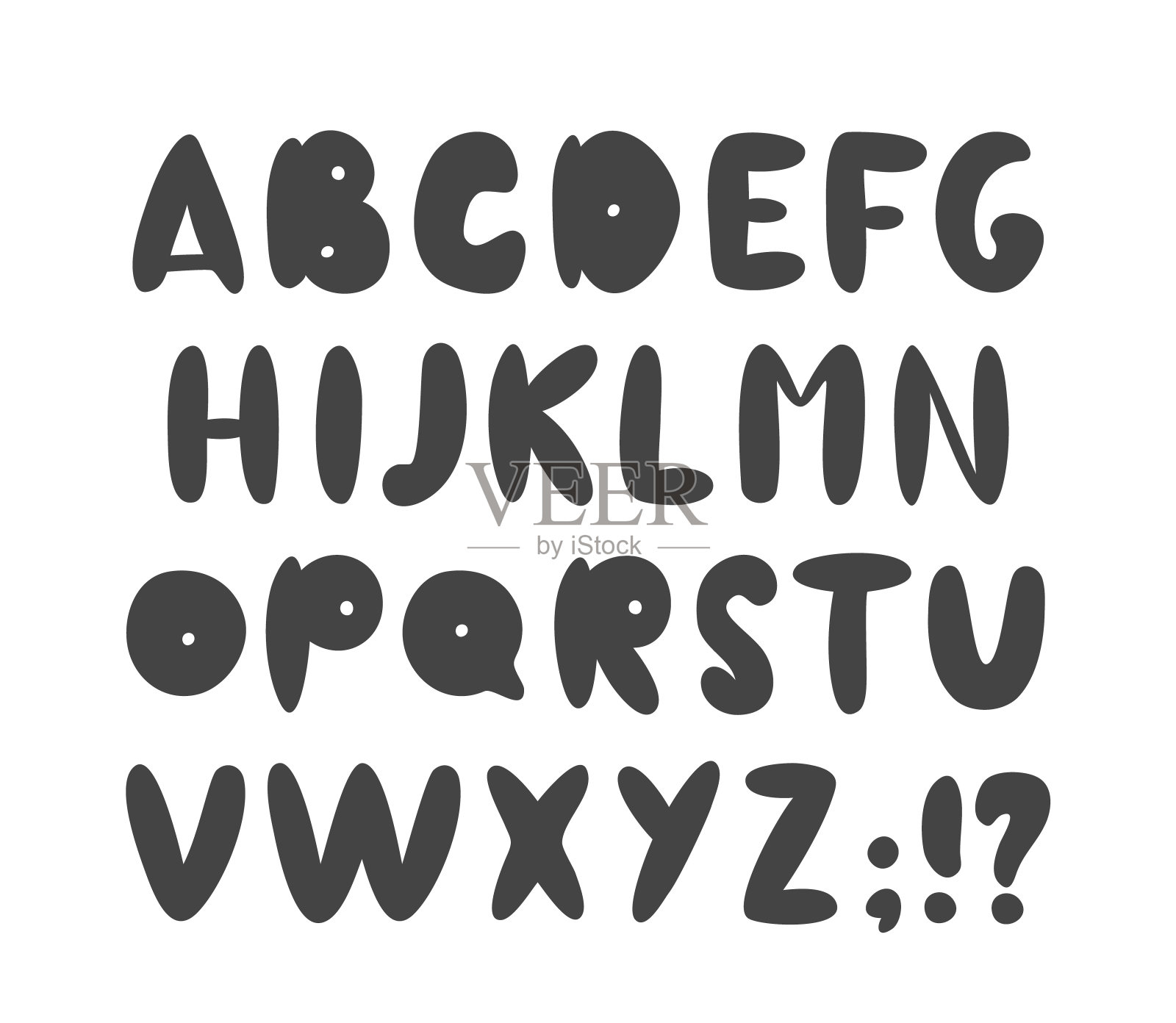 手绘字体。英文卡通Abc字母。插画图片素材