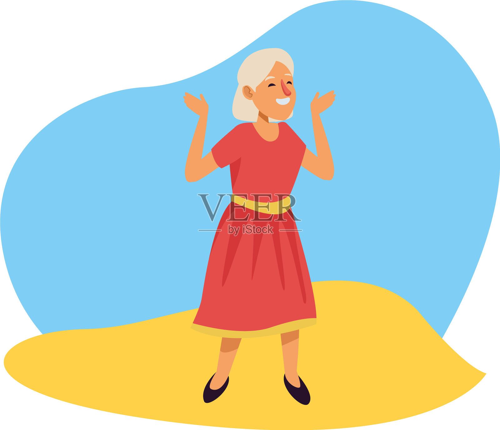 老妇人在谈论积极的资深人物插画图片素材