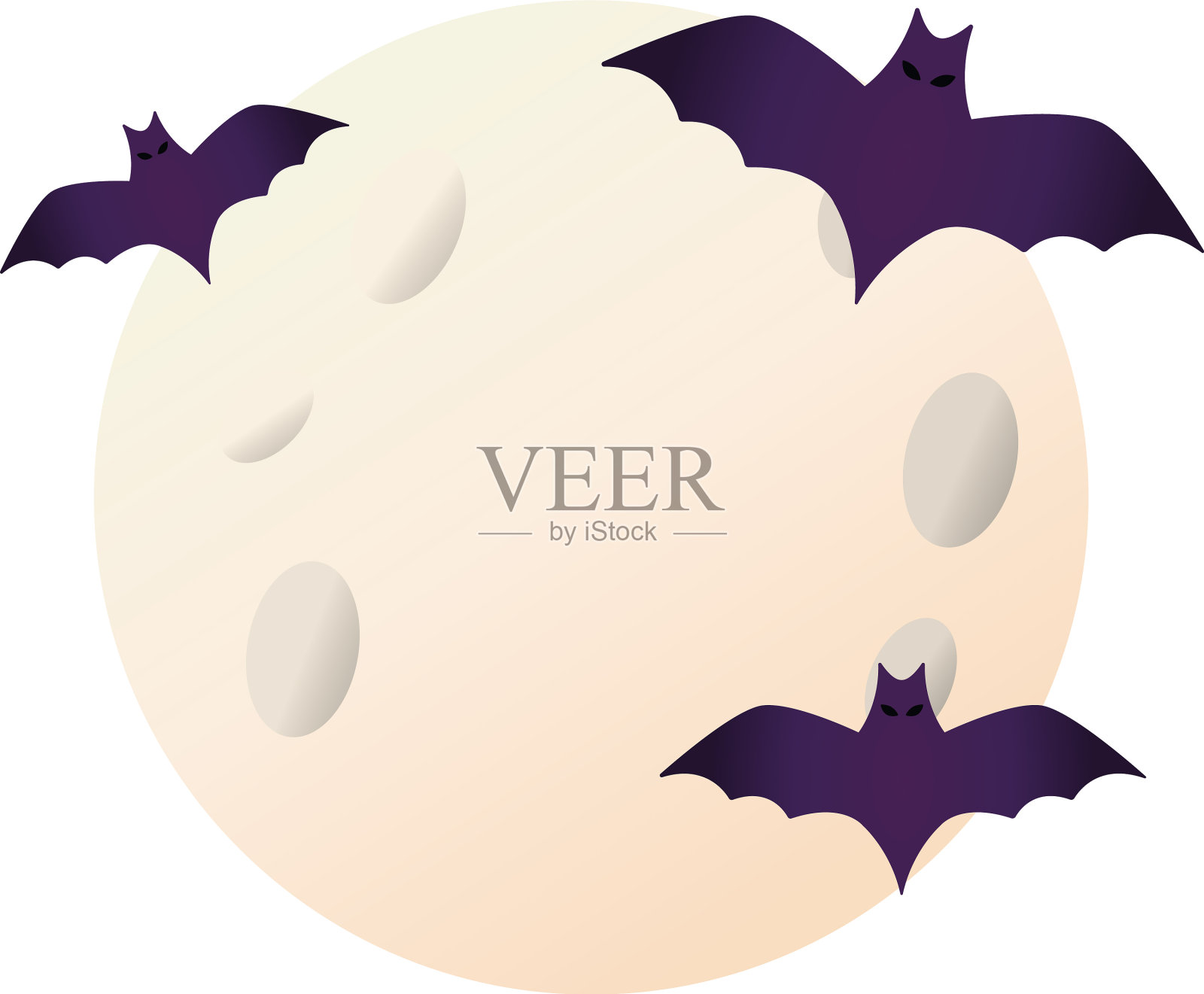 万圣节的蝙蝠在月亮里飞翔插画图片素材