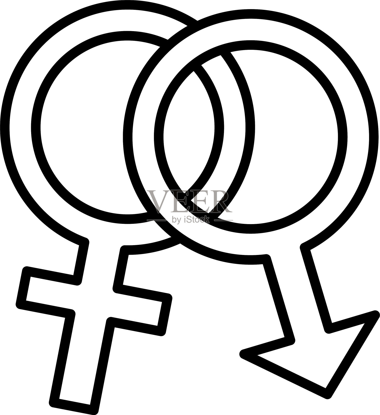 性别符号男性和女性线条风格图标插画图片素材