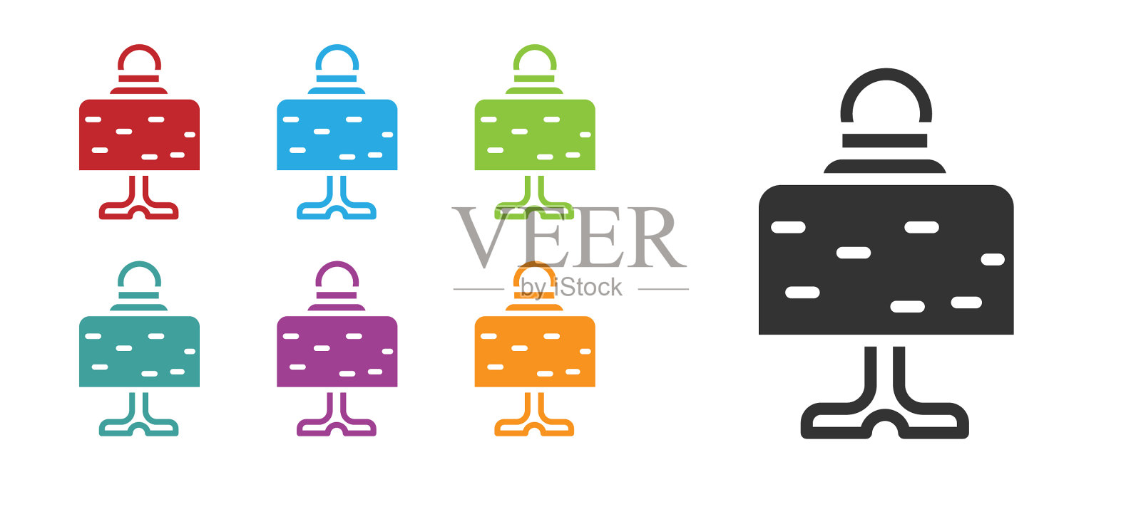 黑魔球在桌子上图标孤立在白色图标素材