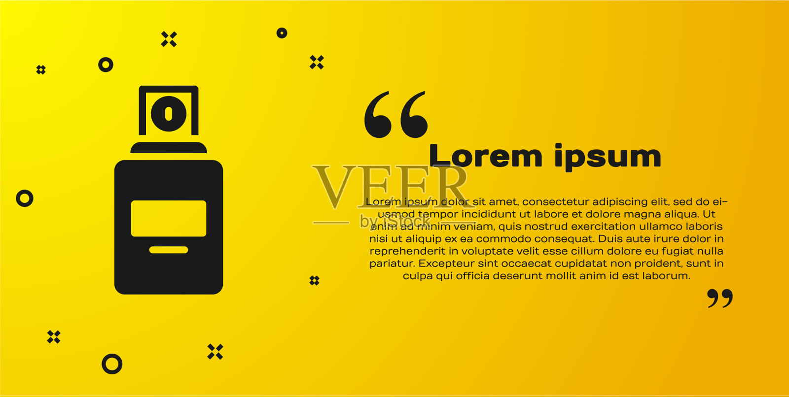 黑色香水图标孤立在黄色背景插画图片素材