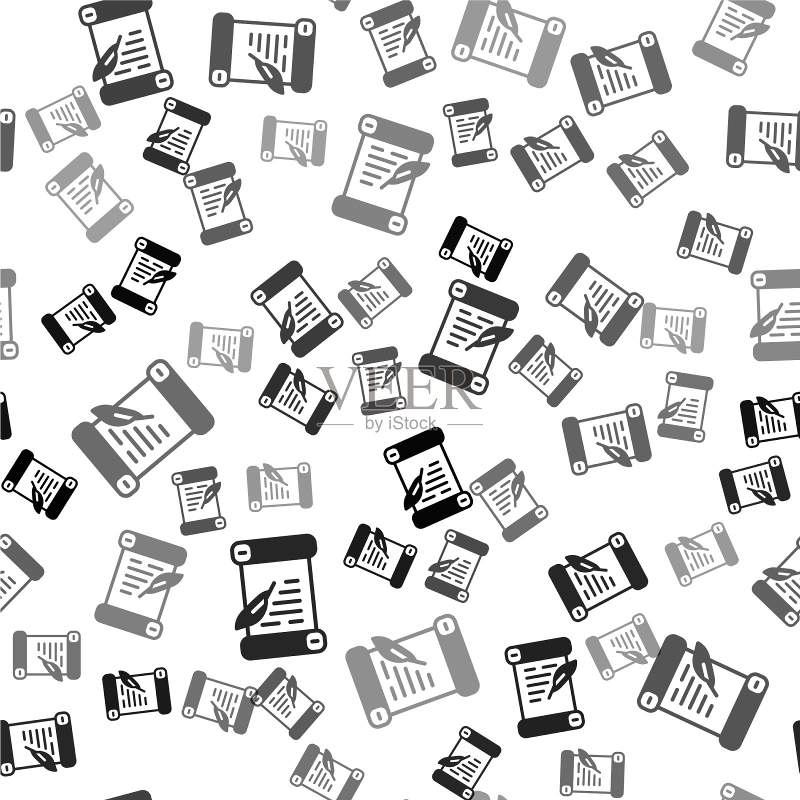 黑色法令纸羊皮纸卷轴图标图标插画图片素材