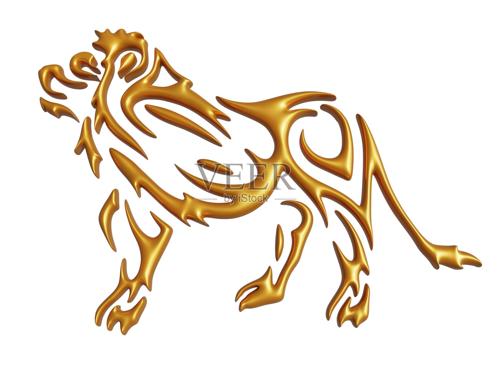 剪贴艺术与丰富多彩的风格化金狮照片摄影图片