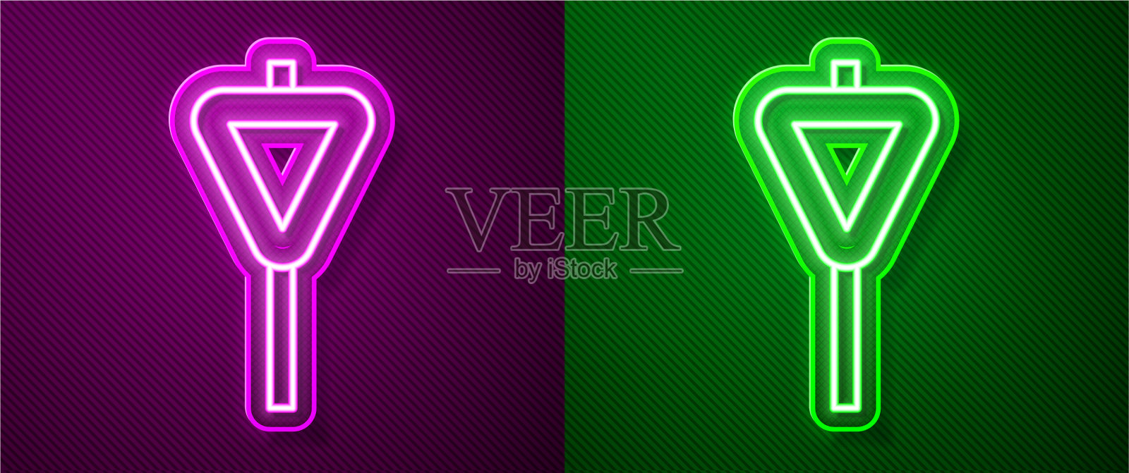 发光的霓虹灯线道路交通标志路标图标插画图片素材