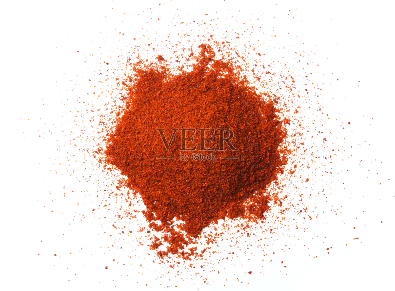 红辣椒干香料孤立在白色背景，俯视图照片摄影图片