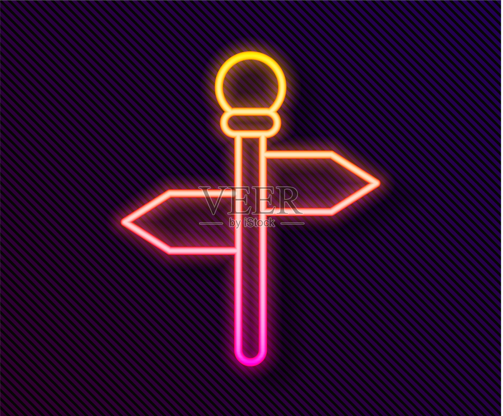 发光的霓虹灯线道路交通标志路标图标插画图片素材