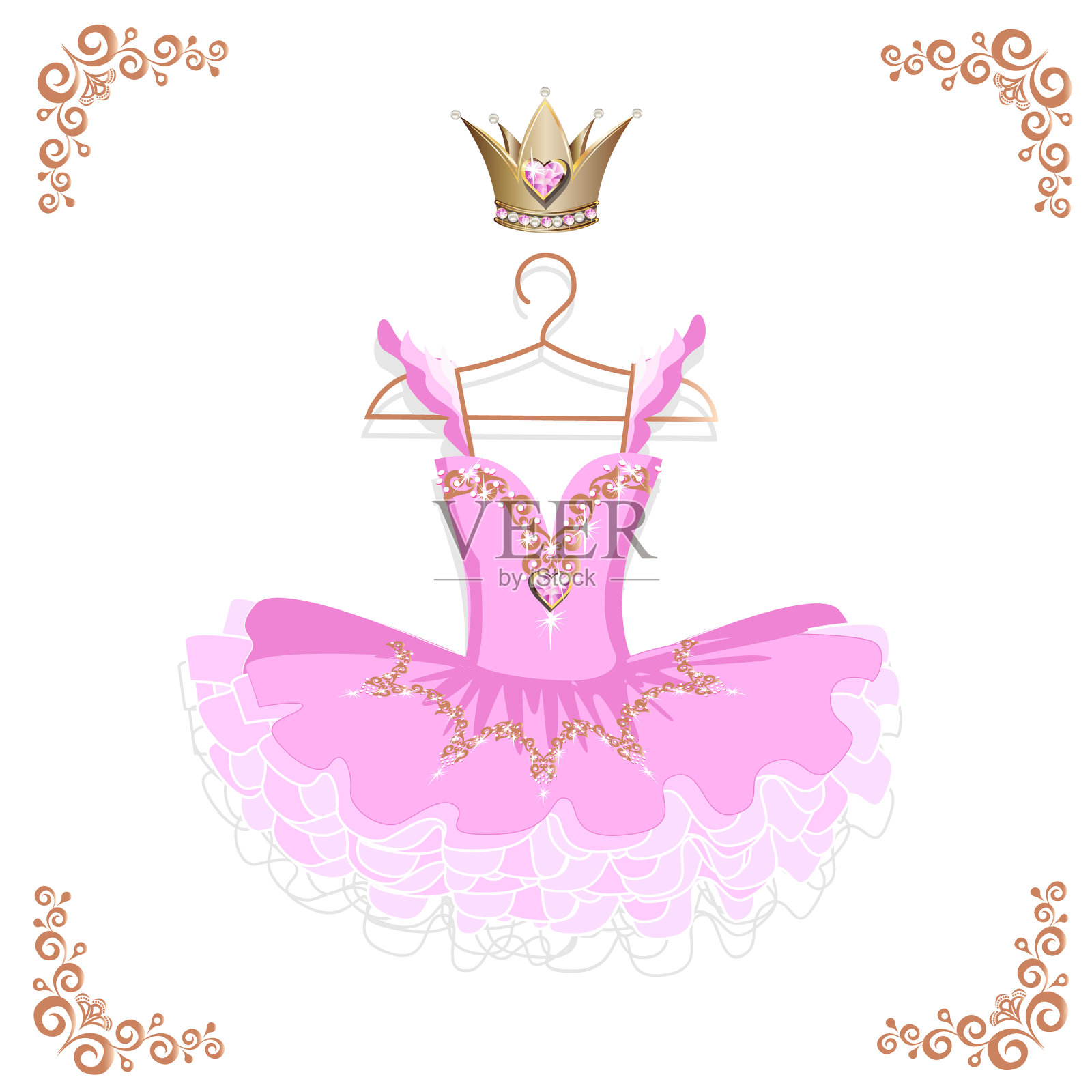 挂在衣架上的芭蕾舞短裙插画图片素材