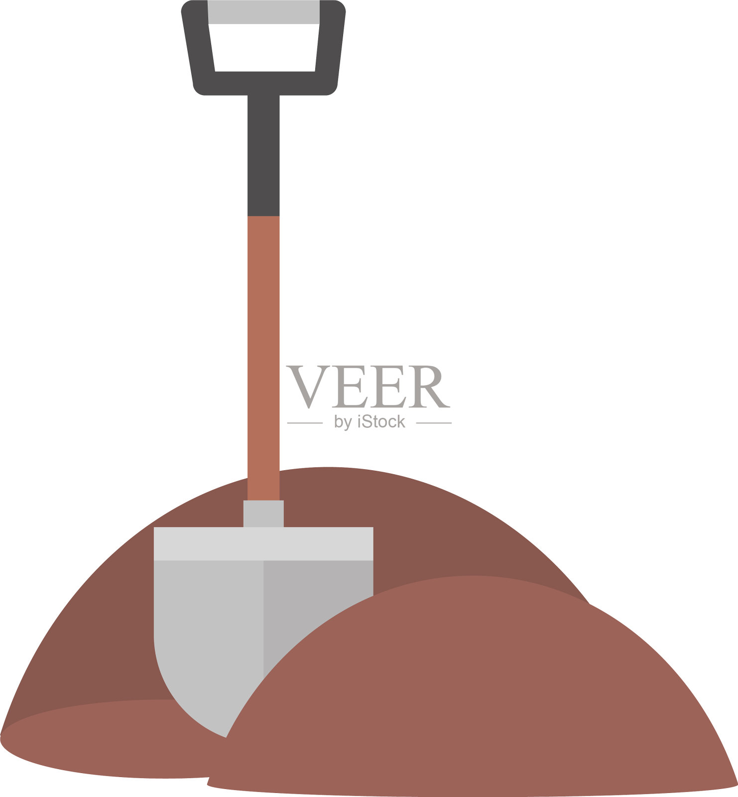 园艺铲在土壤工具平面图标风格设计元素图片